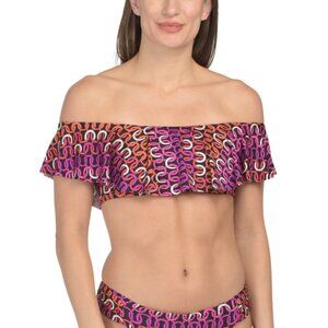 TRINA TURK Multi Echo Ruffle Bandeau Swimsuit Top